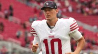 Santa Clara, California, USA; San Francisco 49ers quarterback Mac Jones (10) after the game against the Jacksonville Jaguars at Levi's Stadium.