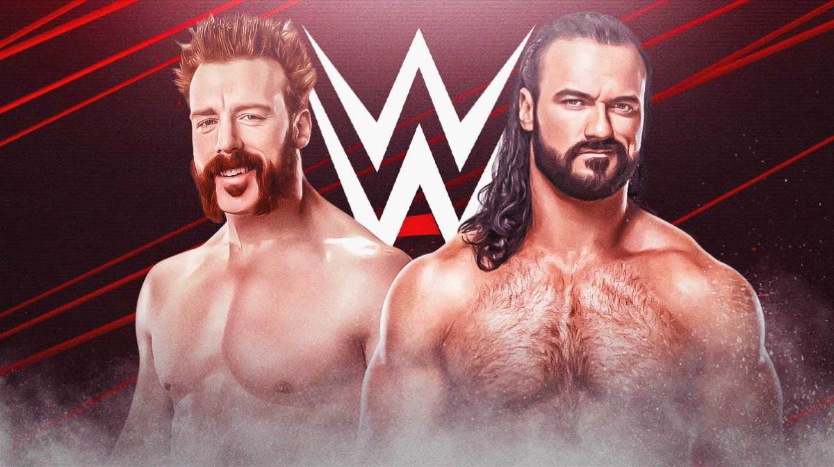 WWE logo with Sheamus and Drew McIntyre.