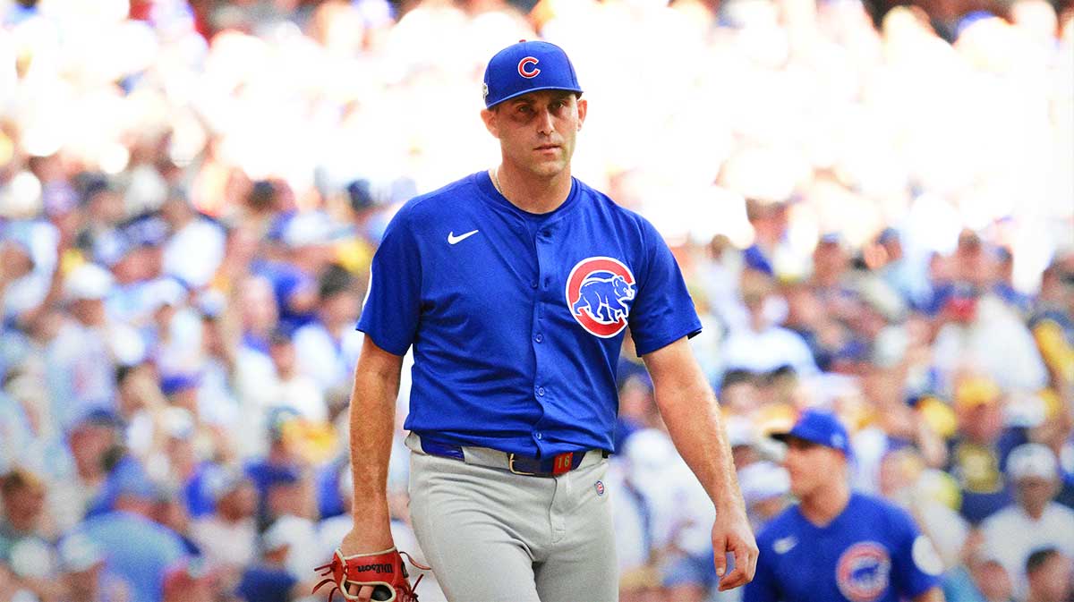 Chicago Cubs starting pitcher Matthew Boyd (16) reacts after being taken out of the game against the Milwaukee Brewers during the first inning of game one of the NLDS round for the 2025 MLB playoffs at American Family Field.