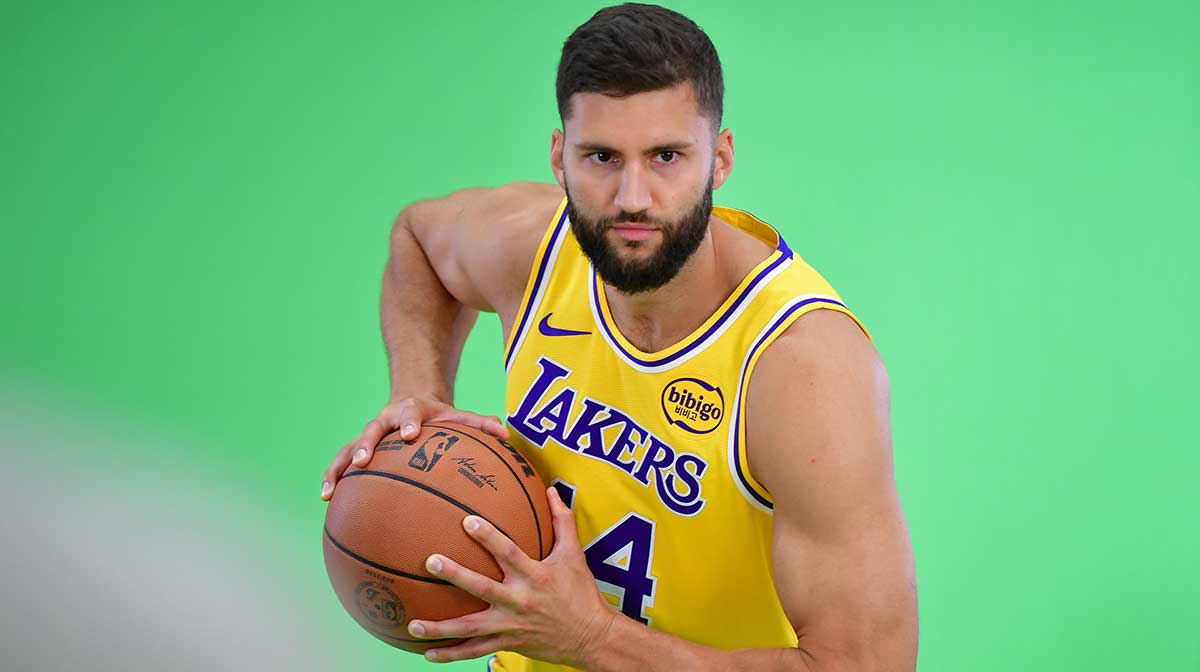 os Angeles Lakers center Maxi Kleber (14) during media day at UCLA Health Training Center.