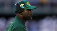 Norfolk State Spartans head coach Michael Vick looks on from the sidelines during the first half against the Towson Tigers at William Price Stadium.