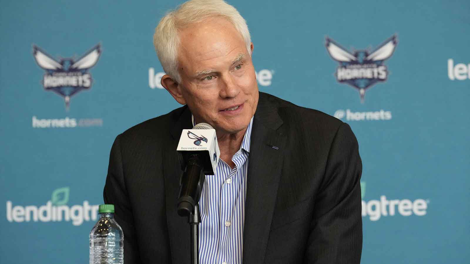 Charlotte Hornets general manager Mitch Kupchak answers media questions after announcing that Steve Clifford would return to coach the team at the Spectrum Center in Charlotte, NC. 