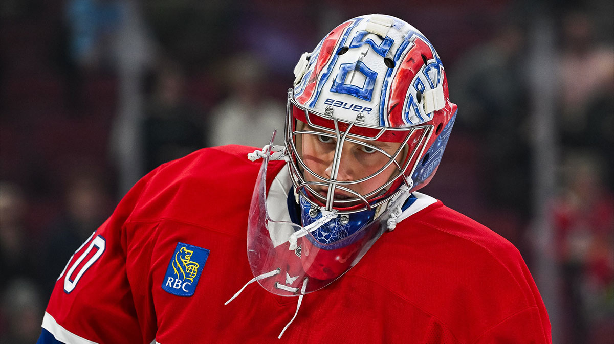 Montreal Canadiens goalie Cayden Primeau (30) looks on during warm-up before the game against the Buffalo Sabres at Bell Centre.