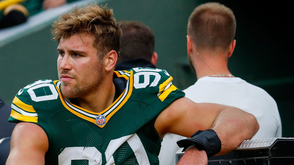 Green Bay Packers defensive end Lukas van Ness (90) is carted off the field with an injury during a game against the Cincinnati Bengals on Sunday, October 12, 2025, at Lambeau Field in Green Bay, Wis. The Packers won the game, 27-18.