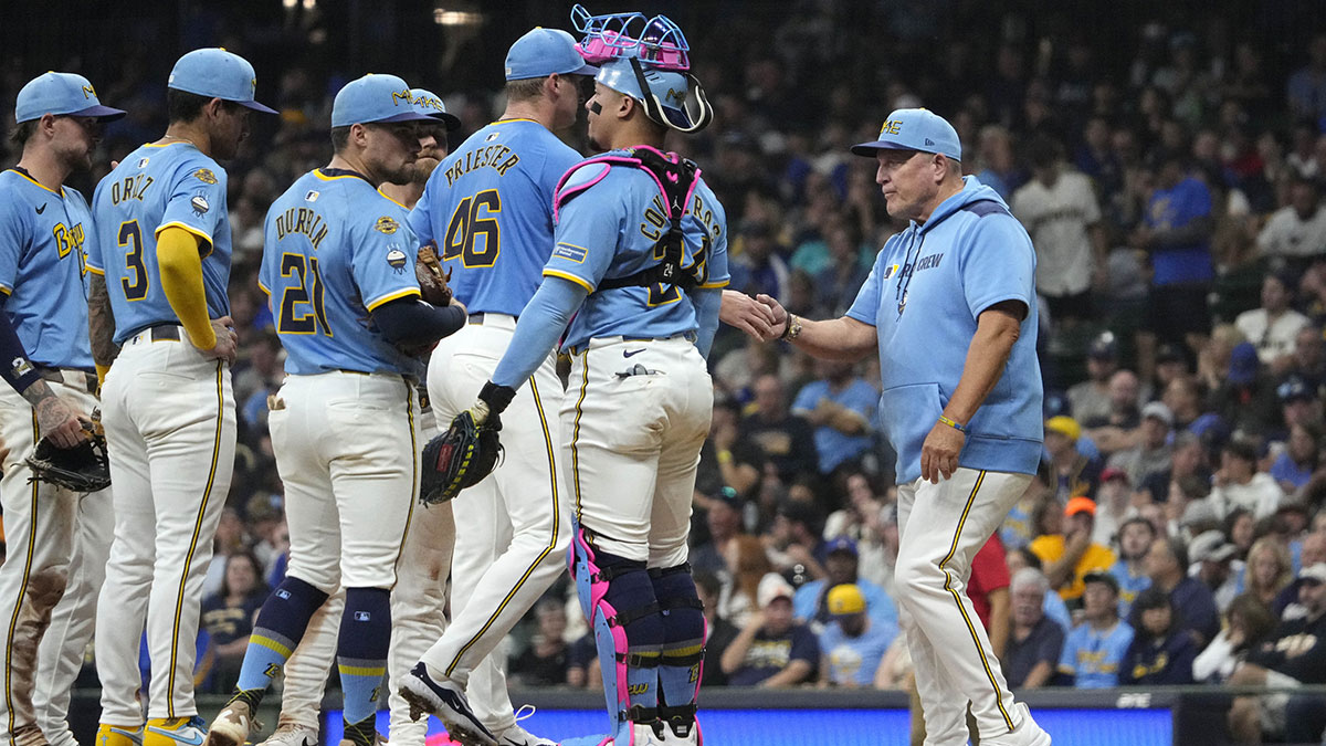 Brewers pitcher Quinn Priester taken out by Pat Murphy