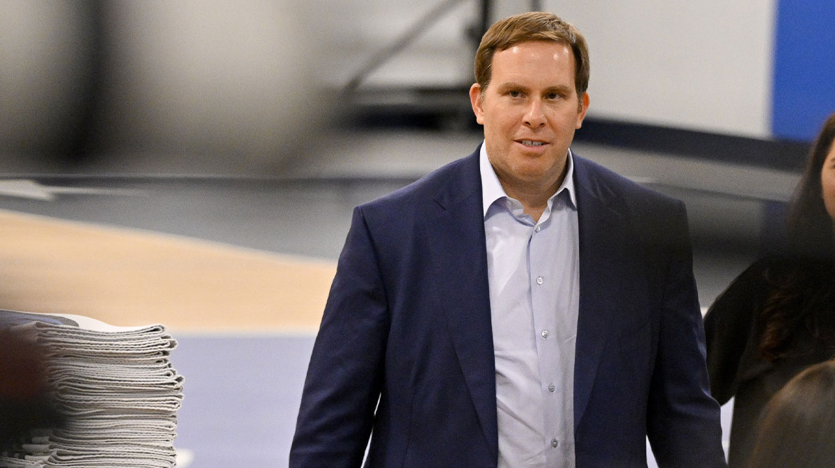 Dallas Mavericks governor Patrick Dumont arrives at a press conference at the Dallas Mavericks Practice Facility.