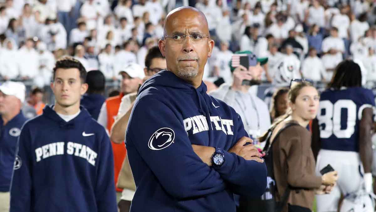 Penn State Nittany Lions head coach James Franklin stands on the field following the game against the Northwestern Wildcats at Beaver Stadium.