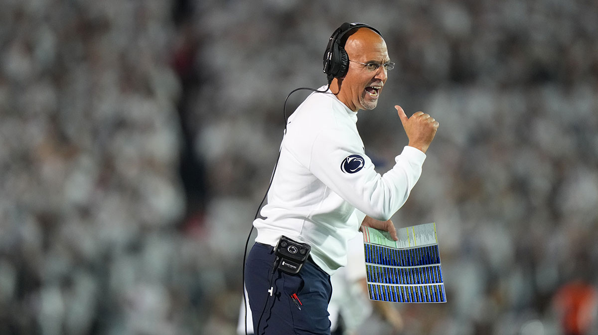 Penn State Nittany Lions head coach James Franklin reacts during the fourth quarter against the Oregon Ducks at Beaver Stadium.