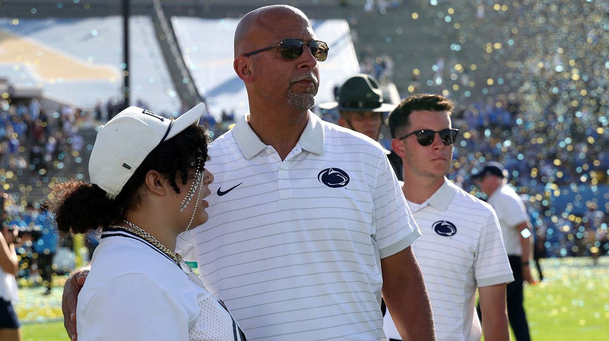 Penn State Nittany Lions head coach James Franklin (middle) looks on after defeated by UCLA Bruins 42-37 at Rose Bowl.