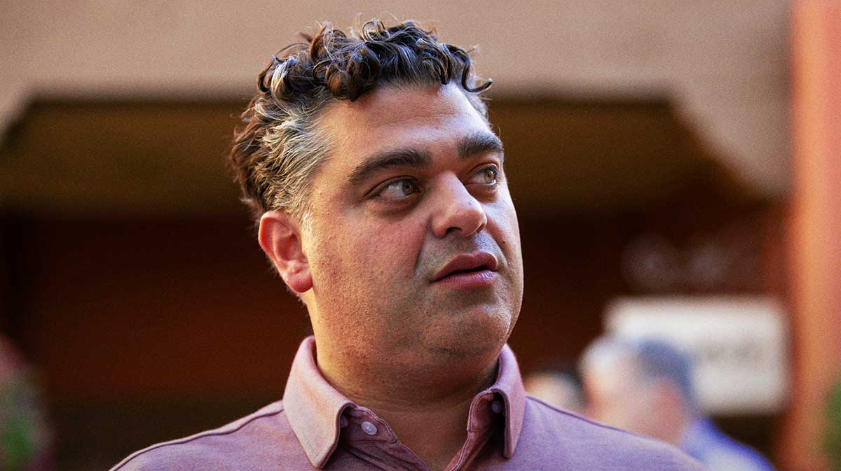 Los Angeles Angels general manager Perry Minasian speaks to the media during the MLB General Manager's Meetings at Omni Scottsdale Resort & Spa.