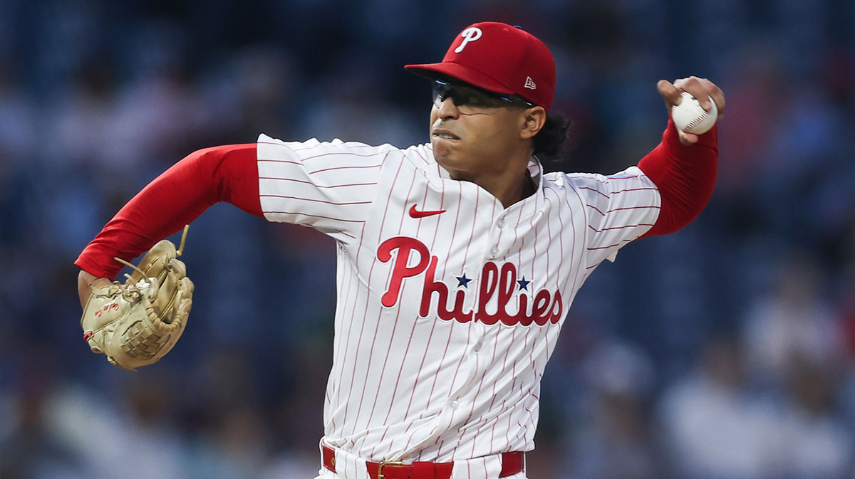 Philadelphia Phillies pitcher Jesus Luzardo (44) throws a pitch during the first inning against the Miami Marlins.