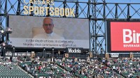 Pope Leo giving speech at a Chicago White Sox game on June 14, 2025.