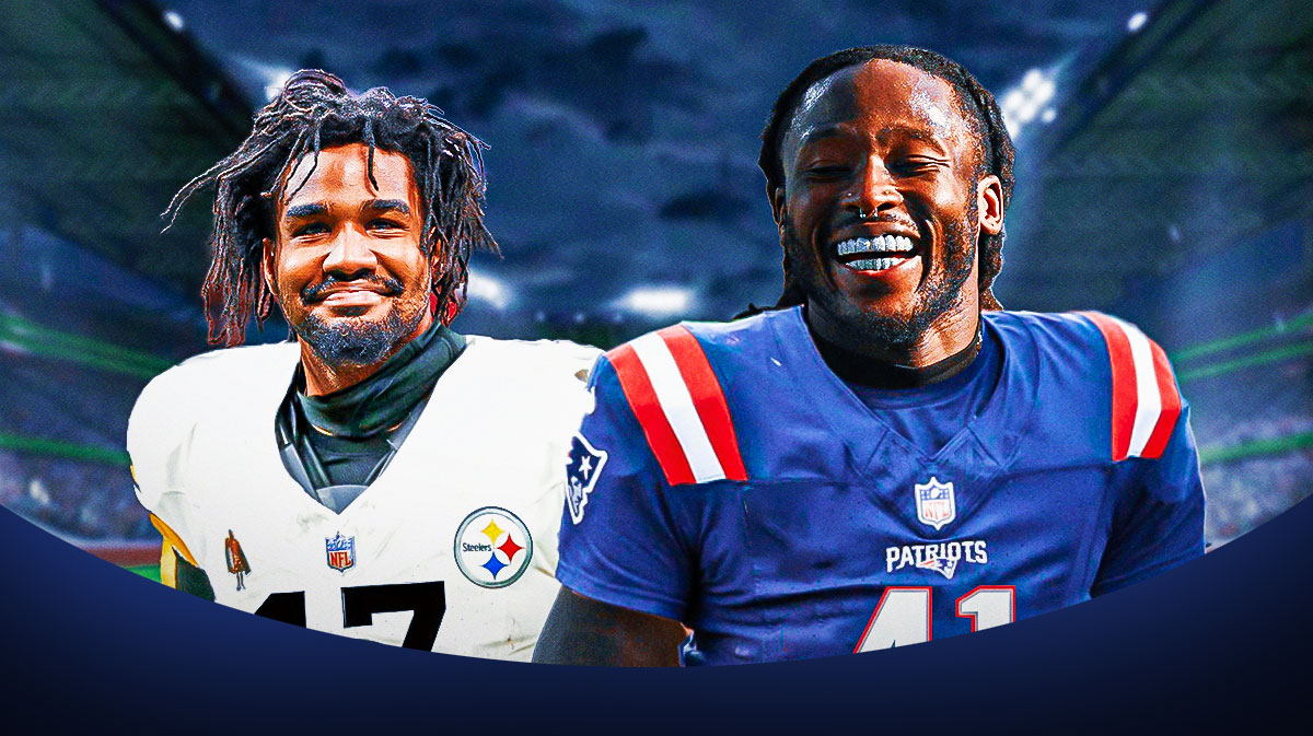 Alvin Kamara number 41 photoshopped in Patriots jersey. Jaylen Waddle number 17 photoshopped in Steelers jersey.