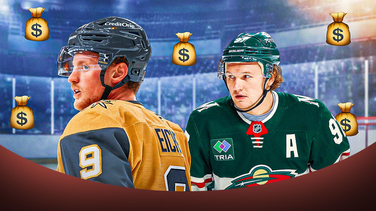 Jack Eichel and Kirill Kaprizov with money bag emojis all around