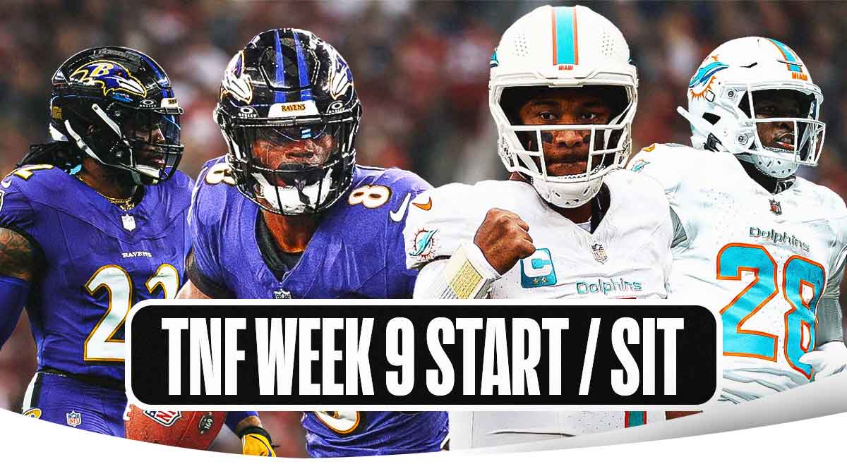 NFL Week 9 Fantasy Football start sit, Ravens Dolphins, Ravens Dolphins start sit