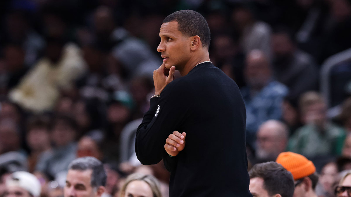 Boston Celtics head coach Joe Mazzulla during the first half against the Toronto Raptors at TD Garden.