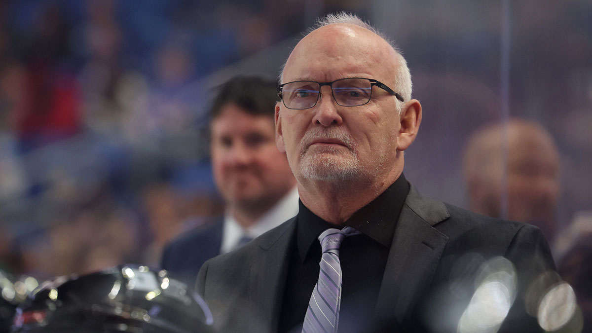 Buffalo Sabres head coach Lindy Ruff watches his team play during the first period against the Columbus Blue Jackets at KeyBank Center.
