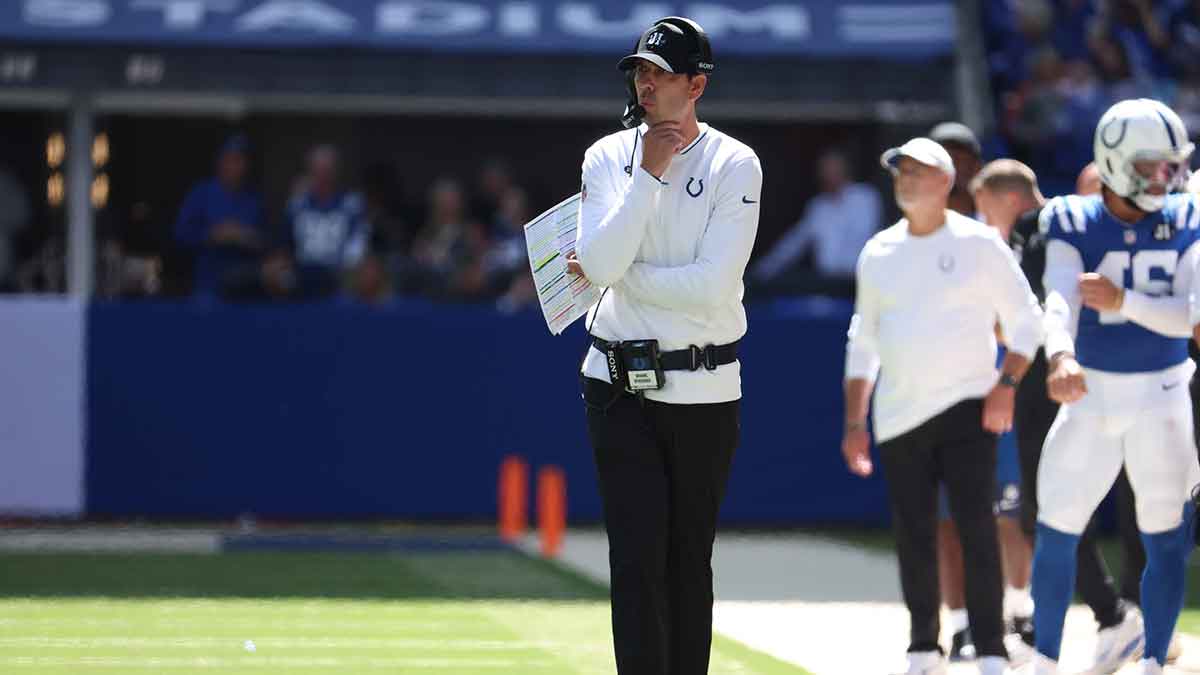 Indianapolis Colts head coach Shane Steichen during the second half against the Miami Dolphins at Lucas Oil Stadium.