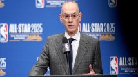 NBA commissioner Adam Silver speaks in a press conference during All Star Saturday Night ahead of the 2025 NBA All Star Game at Chase Center.