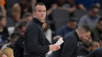 Suns head coach Jordan Ott looks on in the first half against the Los Angeles Clippers at Intuit Dome