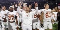 Texas Longhorns head coach Steve Sarkisian reacts after beating the Mississippi State Bulldogs in overtime at Davis Wade Stadium at Scott Field.
