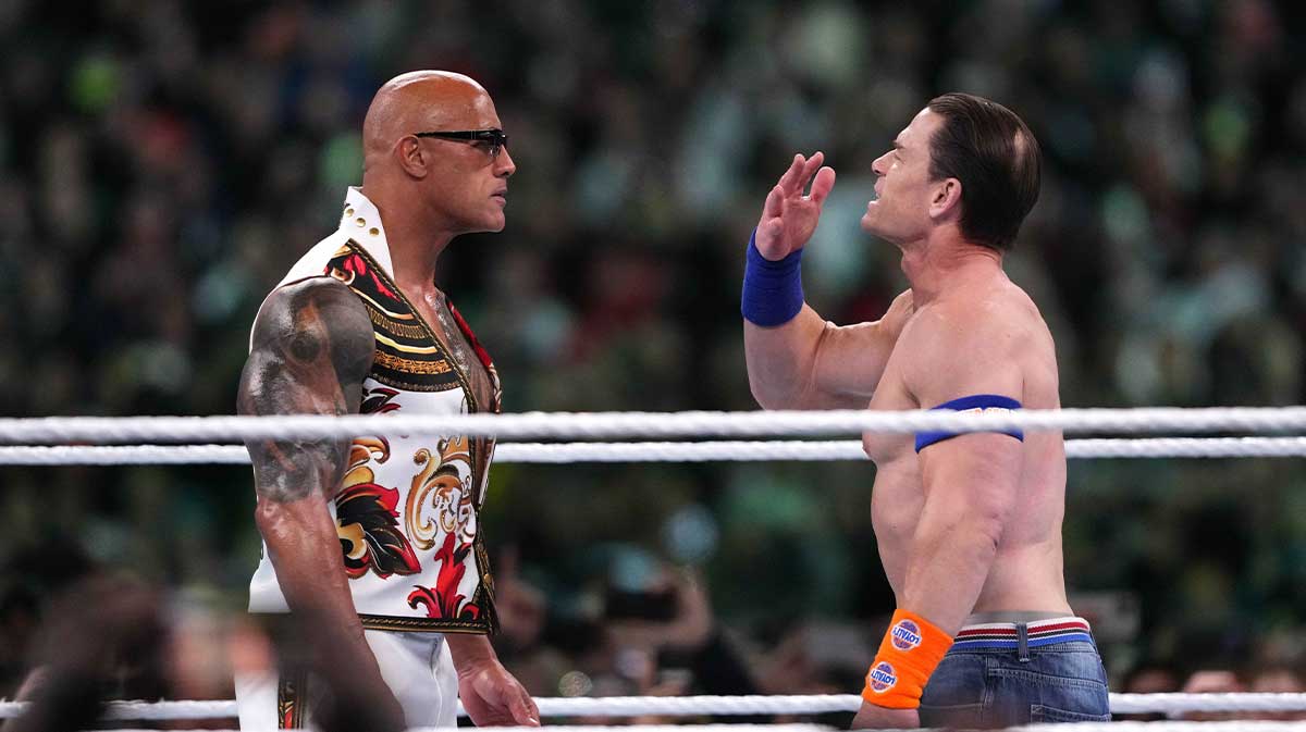 The Rock and John Cena at WWE WrestleMania 40.