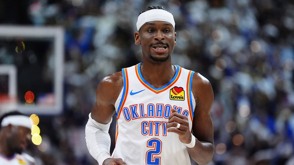 Thunder guard Shai Gilgeous-Alexander (2) during the second half against the Denver Nuggets during game three of the second round for the 2025 NBA Playoffs at Ball Arena