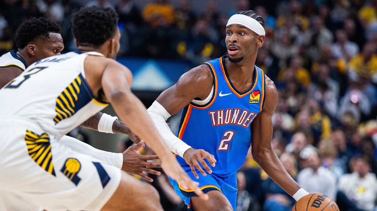 Thunder guard Shai Gilgeous-Alexander (2) dribbles the ball