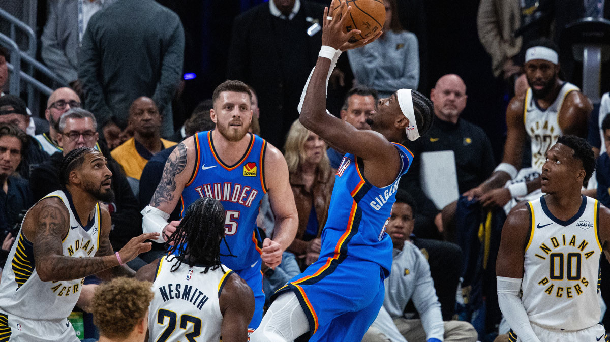 Thunder guard Shai Gilgeous-Alexander (2) shoots the ball
