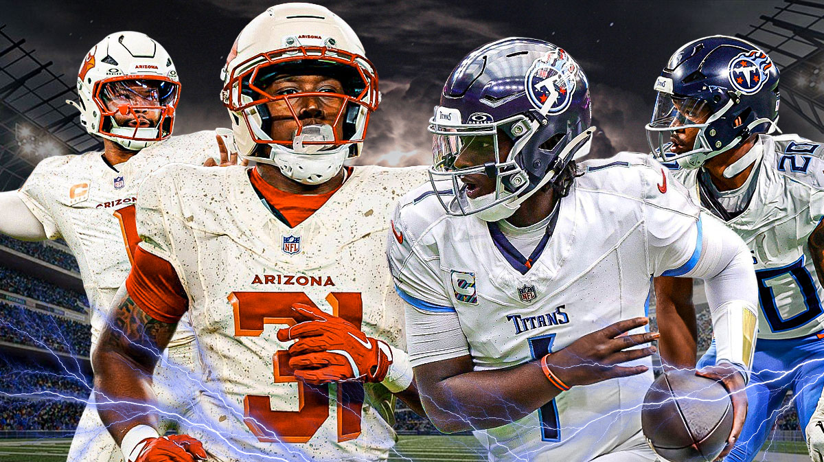 Cam Ward, Tony Pollard on one side, Kyler Murray, Emari Demercado on the other side, Explosions logo in the background