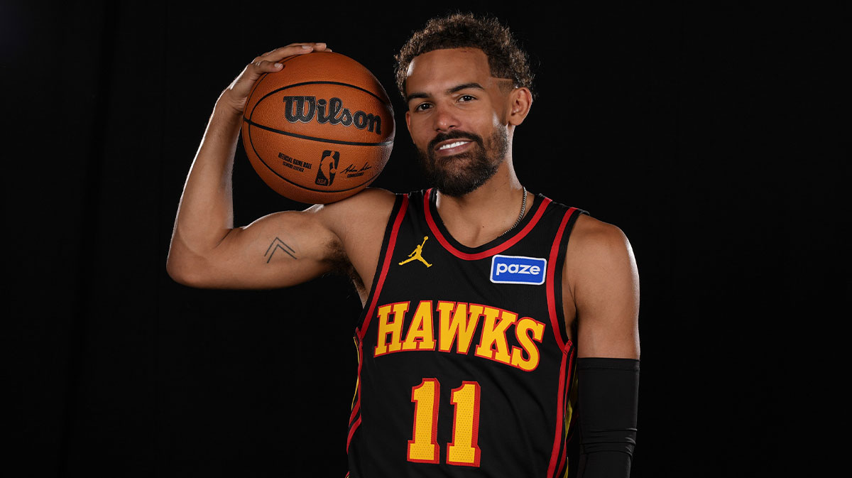 Atlanta Hawks guard Trae Young (11) poses for a photo during Media Day.