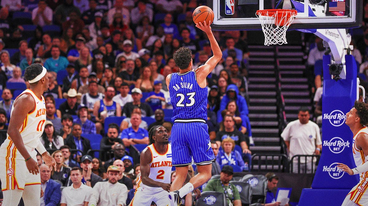 Orlando Magic forward Tristan da Silva (23) shoots against Atlanta Hawks guard Keaton Wallace (2) during the second quarter at Kia Center.