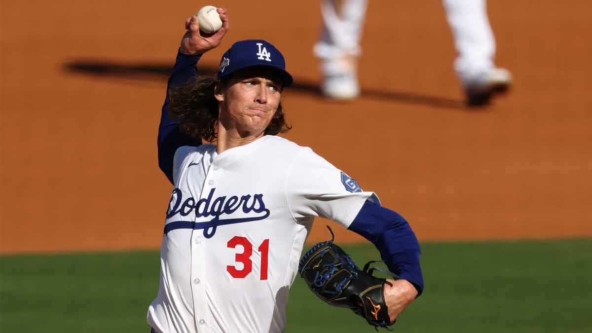 Los Angeles Dodgers pitcher Tyler Glasnow (31) throws in the third inning against the Philadelphia Phillies during game four of the NLDS round for the 2025 MLB playoffs at Dodger Stadium.