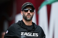 Philadelphia Eagles head coach Nick Sirianni enters the field prior to the game against the Tampa Bay Buccaneers at Raymond James Stadium.