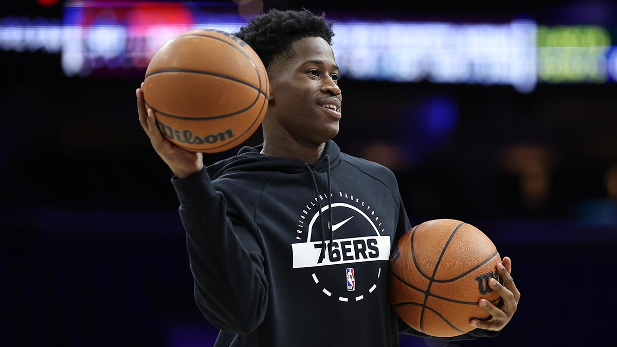 Philadelphia 76ers guard VJ Edgecombe before action against the Charlotte Hornets at Xfinity Mobile Arena.