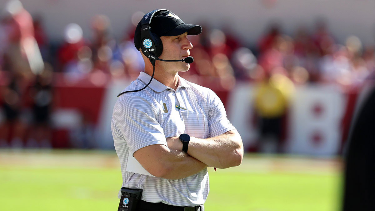 Vanderbilt Commodores head coach Clark Lea watches from the sidelines during the second quarter against the Alabama Crimson Tide at Saban Field at Bryant-Denny Stadium. 
