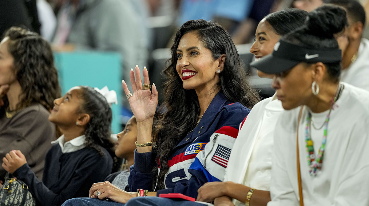 Vanessa Bryant, the widowed wife of the late Kobe Bryant and the mother of Natalia, who attended the Los Angles Lakers' 2025 season opener against the Golden State Warriors.
