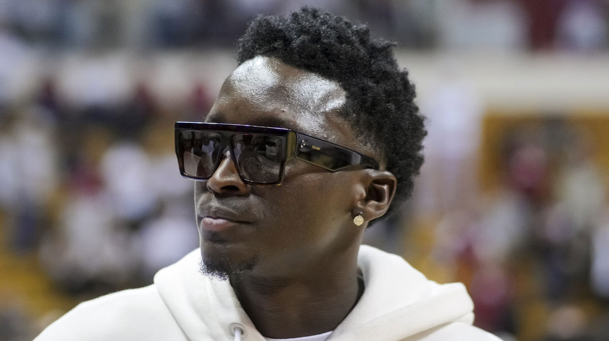 Indiana Pacers Victor Oladipo stands on the court after the game between the Iowa Hawkeyes and the Indiana Hoosiers at Simon Skjodt Assembly Hall.
