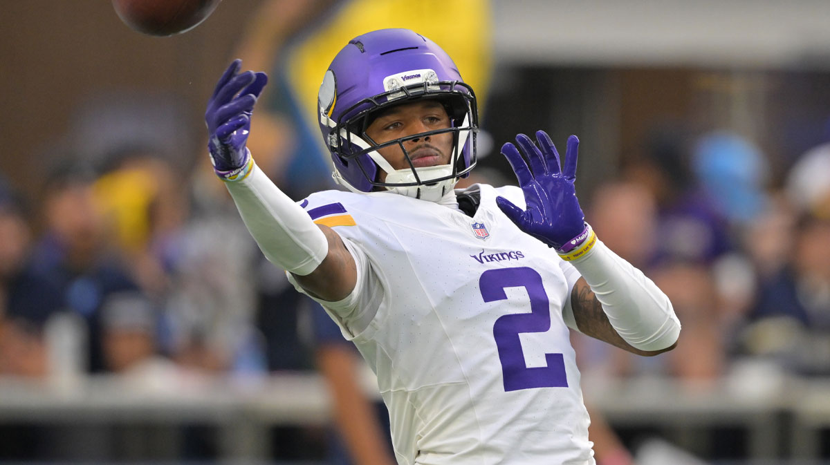 Minnesota Vikings cornerback Isaiah Rodgers (2) practices before the game against the Los Angeles Chargers at SoFi Stadium.
