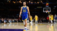 Warriors guard Stephen Curry (30) on the court