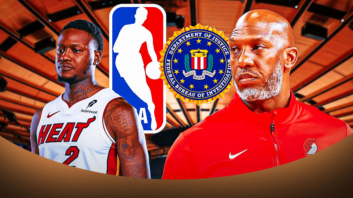 Terry Rozier, Chauncey Billups with NBA and FBI logos