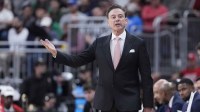 St. John's Red Storm head coach Rick Pitino during the second half of a second round men’s NCAA Tournament game against the Arkansas Razorbacks at Amica Mutual Pavilion.