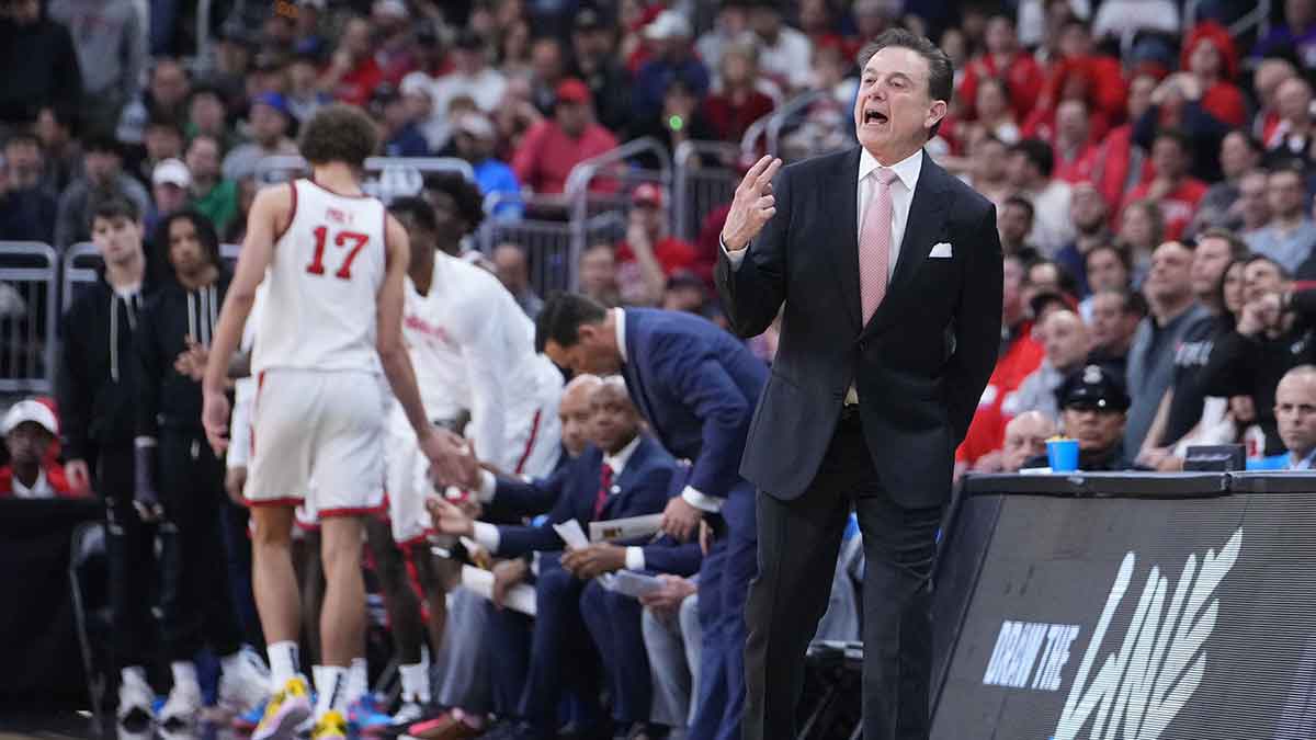 St. John's Red Storm head coach Rick Pitino during the second half of a second round men’s NCAA Tournament game against the Arkansas Razorbacks at Amica Mutual Pavilion.
