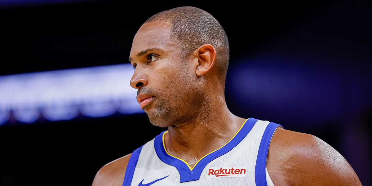 Golden State Warriors center Al Horford (20) reacts against the Denver Nuggets during the fourth quarter at Chase Center.