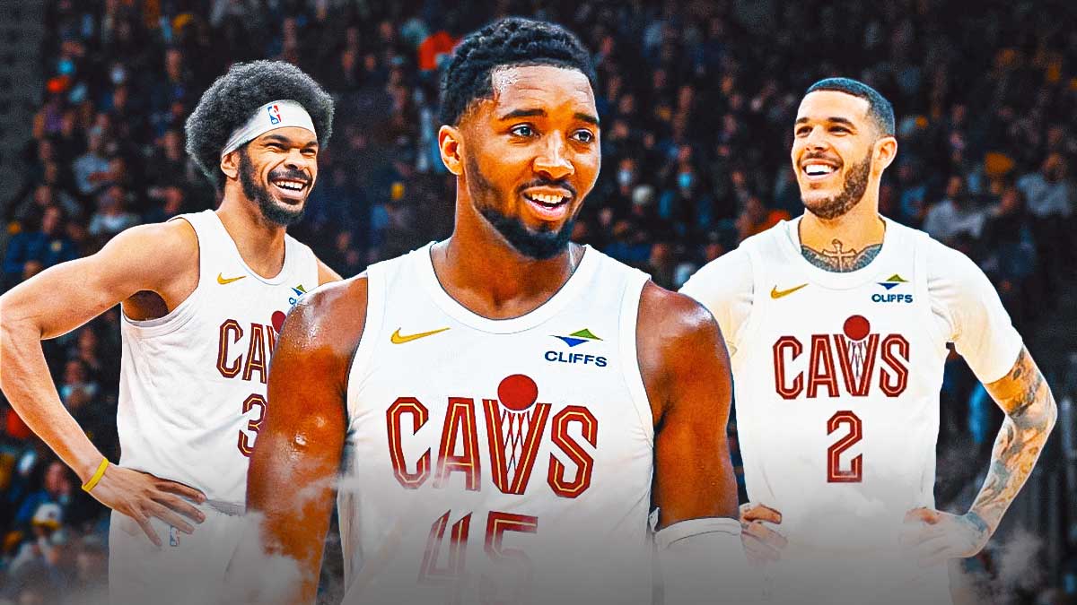 Cavs' Donovan Mitchell, Jarrett Allen, and Lonzo Ball all smiling