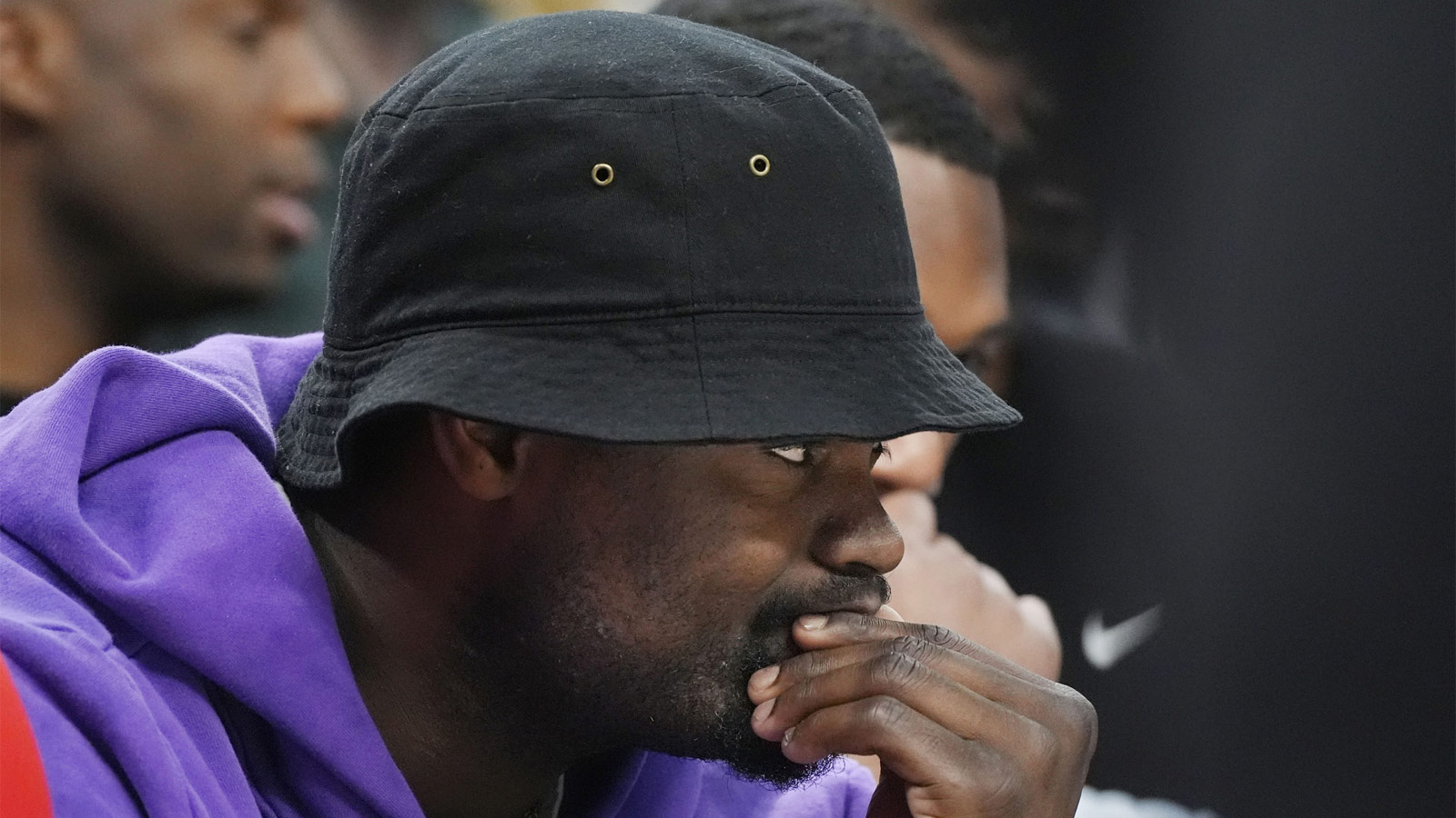 New Orleans Pelicans forward Zion Williamson (1) watches his team from the bench as they play the Minnesota Timberwolves in the fourth quarter at Target Center. 