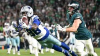 Dallas Cowboys wide receiver CeeDee Lamb (88) is unable to make a reception defended by Philadelphia Eagles cornerback Cooper DeJean (33) during the fourth quarter of the game at Lincoln Financial Field.