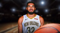 Karl Anthony Towns in the Pelicans jersey with his jersey number. 1 overreaction trade Pelicans must target amid historically bad start