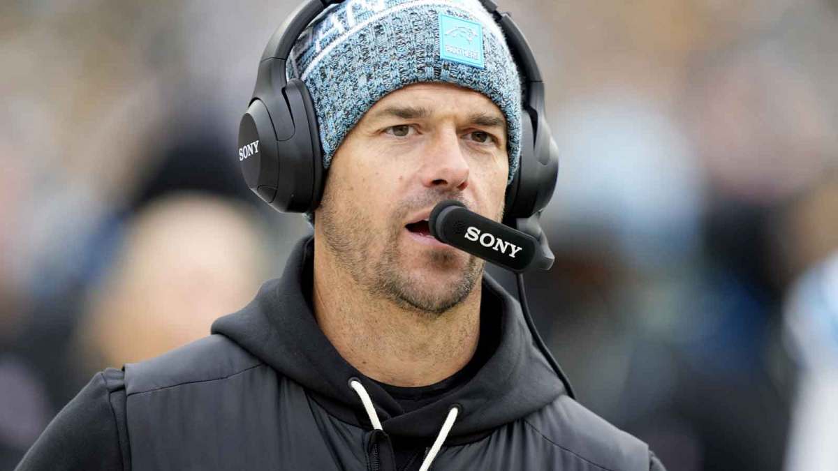 Carolina Panthers head coach Dave Canales during the second half against the Green Bay Packers at Lambeau Field.