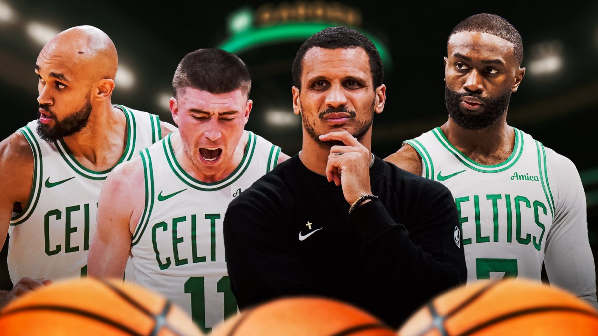 Celtics' Joe Mazzulla, Jaylen Brown, Payton Pritchard, Derrick White
